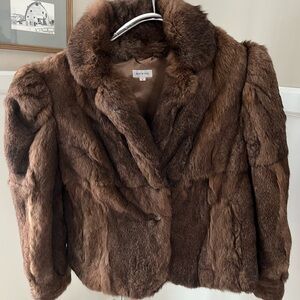 Rich Brown Rabbit Fur Jacket